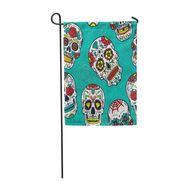 Skull and Flower Garden Flag House Yard Banner Decor Flags 12x18" Skull and Flower Garden Flag House Yard Banner Decor Flags 12x18"